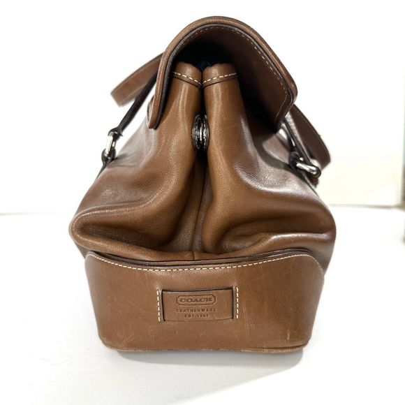 Vintage Coach Leather Hampton Satchel Hobo Handbag Brown - Picture 6 of 12